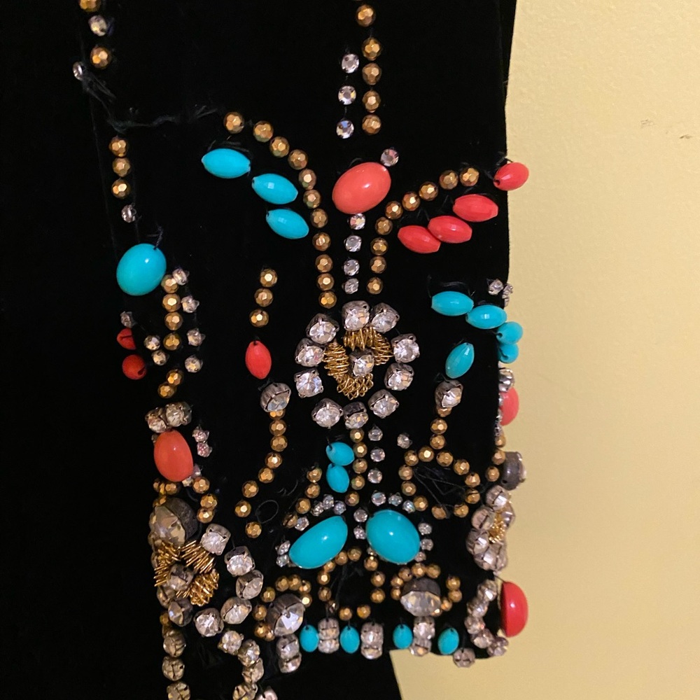 Vintage Black Velvet Beaded floor length Gown
